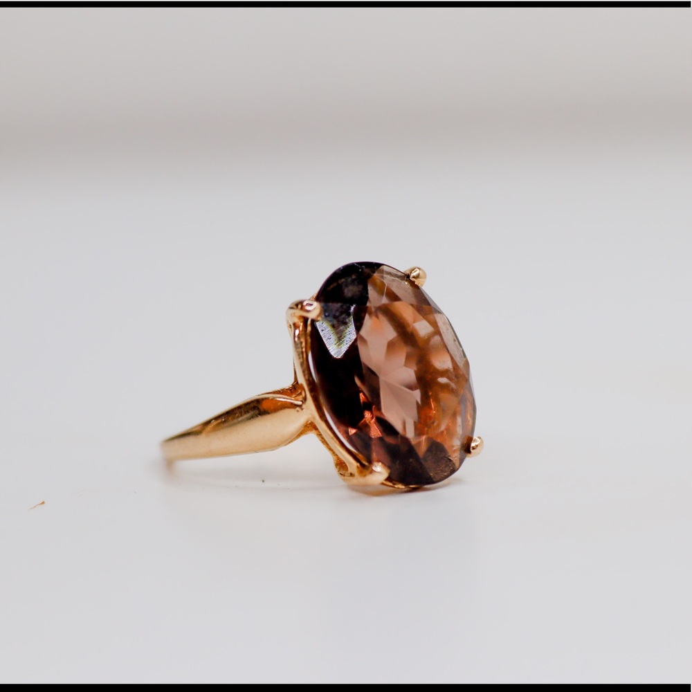 14k yellow gold smoky quartz ring